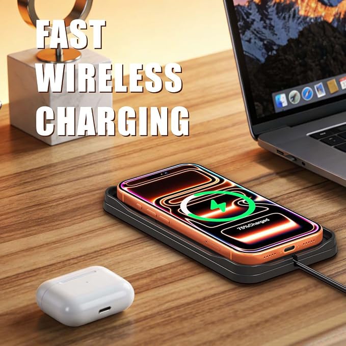 Wireless Car Charger,15w Fast Car Wireless Chargers Charging pad Non Slip Charger for Car Wireless Phone Charger for iPhone 17/16/15/14/13/12 Pro, SE3/SE2/XS/X/XR/8, 100cm Cable - Image 9