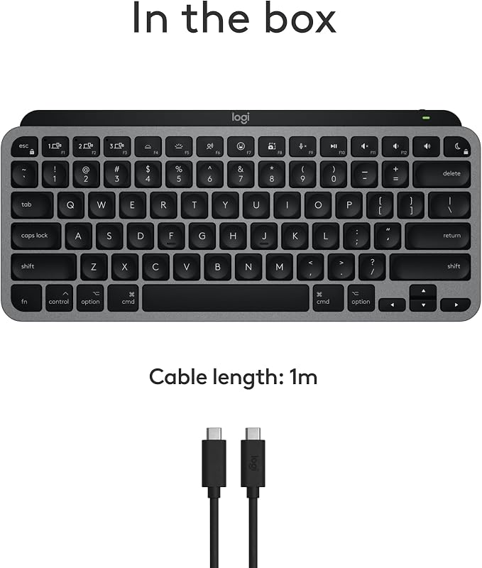 Logitech MX Keys Mini for Mac Minimalist Wireless Keyboard - Space Grey | Compact, Bluetooth, USB-C, tactile typing, compatible with MacBook Pro, MacBook Air, iMac, iPad - Image 11