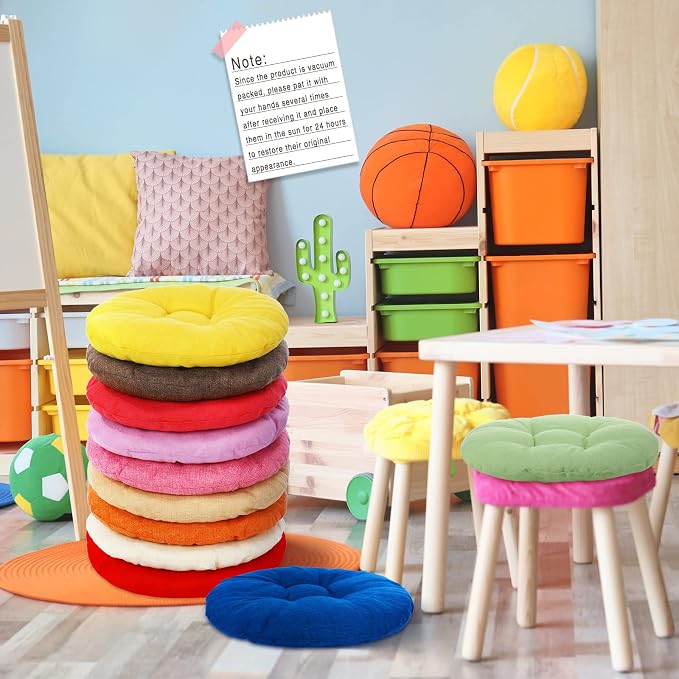 Fumete 12 Pcs 16 Inch Round Floor Cushions for Kids and Toddlers, Flexible Seating Classroom Furniture Floor Pillow for Home, Daycare, Preschool, Yoga and Meditation (Fresh) - Image 7