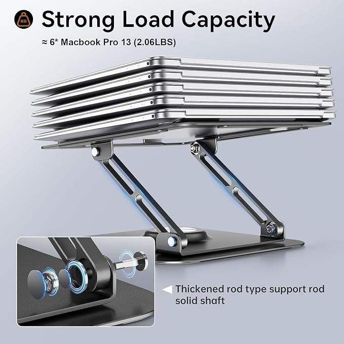 Laptop Stand for desk(360°Rotating),Aluminum laptop Riser for 10-16"Laptops | Adjustable Multi-Angle Ergonomic Computer Stand, Foldable Portable for Home Office, Fits MacBook Air Pro Dell HP Laptops - Image 5