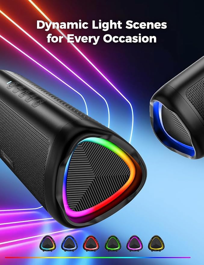 Bluetooth Speaker, 20W HD Sound, Portable Wireless, IPX5 Waterproof, Up to 24H Playtime, TWS Pairing, for Home/Party/Outdoor/Camping/Beach Essentials, Electronic Gadgets, Birthday Gift (Black) - Image 3