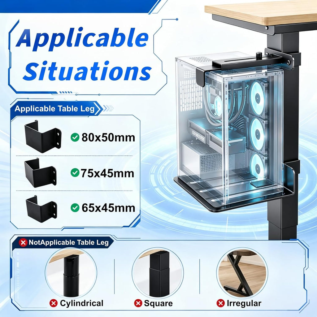 Adjustable Under Desk PC Mount, Width Adjustable from 5.7" to 9.8" - Image 4
