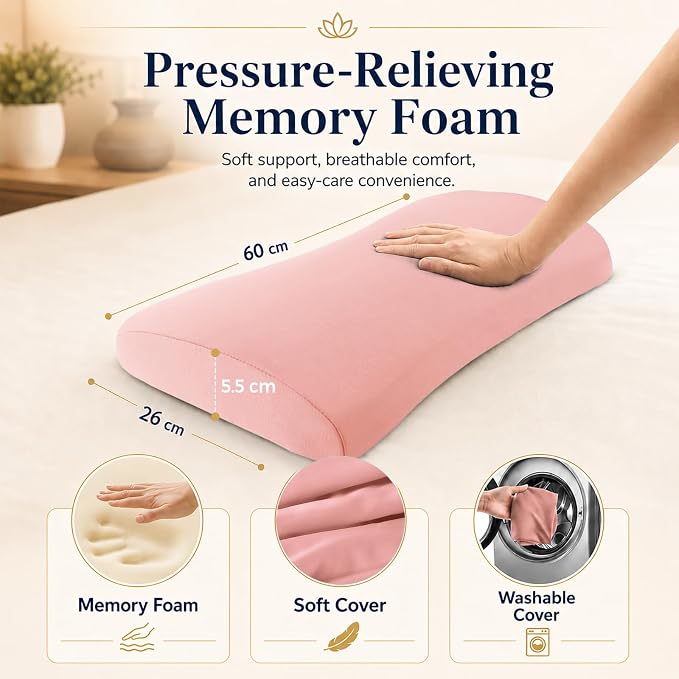 Lumbar Support Pillow for Bed Relief Back Pain: Lower Back Pillow for Sleeping - Memory Foam Waist Pillow - Back Wedge Bolster Pillow for Side, Back&Stomach Sleepers - Bed Rest Pillow for Car, Sofa - Image 6