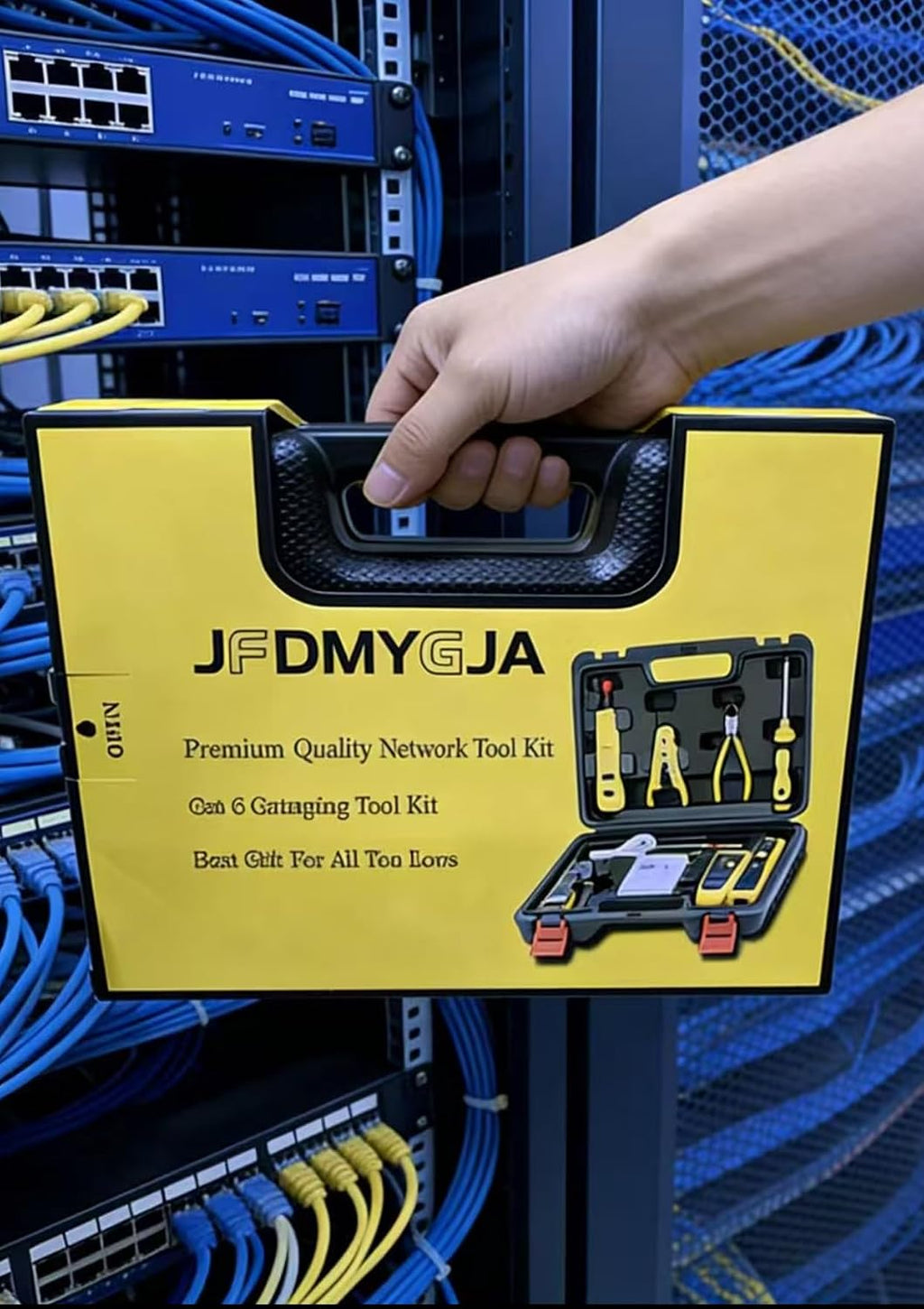 Network Tool Kit for Cat6 Cat5e Cat5, Pass Through RJ45 Crimp Tool Kit, Ethernet Crimper Cat6 Cat5e Cat5 Crimping Tool with Wire Tracker, Pass Through Connectors - Image 3