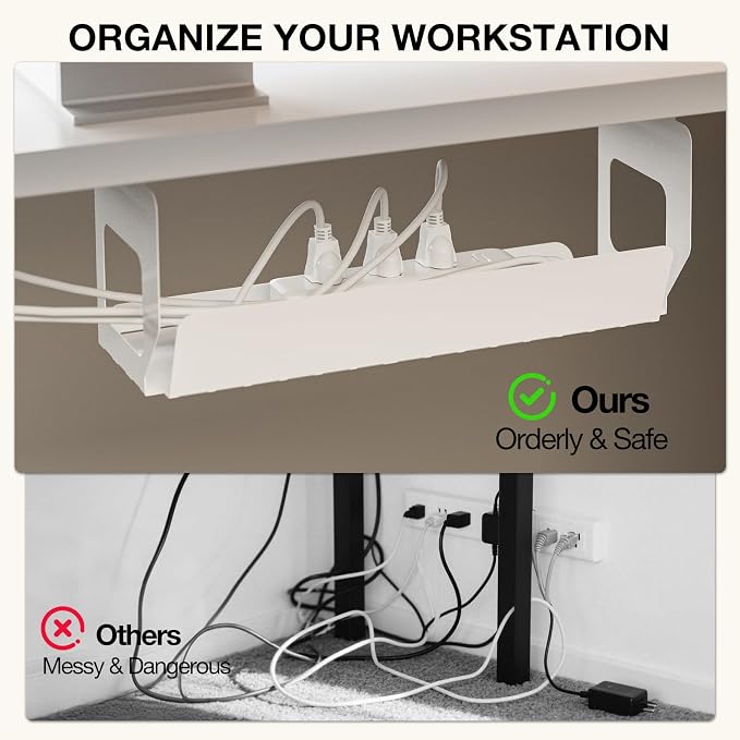 Muvai 59 Inch L Shaped Standing Desk Adjustable Height with Cable Management Tray,Gaming Electric Corner Standing Desk, Sit Stand Computer Table with Reversiable Splice Board,White - Image 6