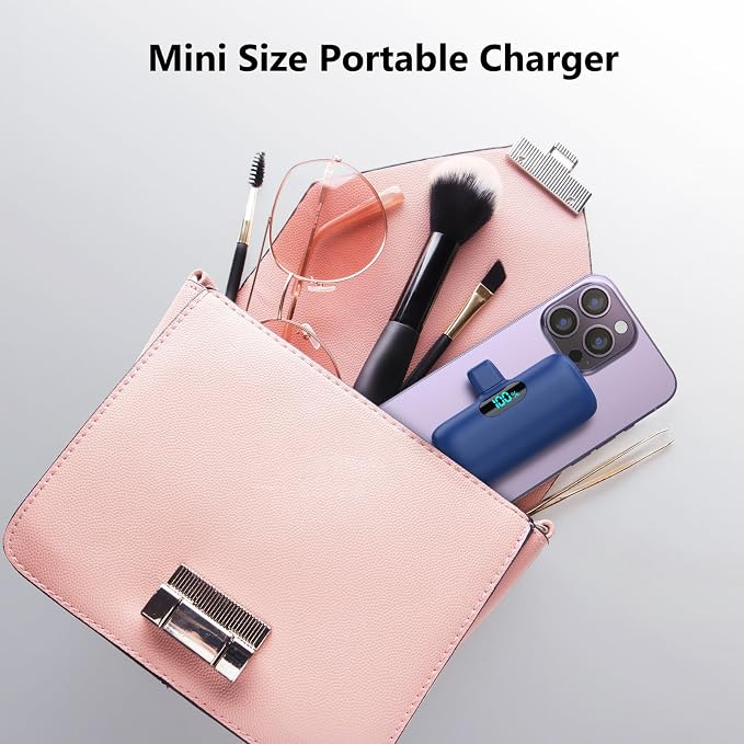 Mini Portable Charger USB C Power Bank,5500mAh PD Fast Charging Battery Pack Built-in USB-C Connector Travel Essential for iPhone17/17Pro/17Pro Max/Air/16 Plus/16Pro Max/15 Series,Android Blue - Image 7