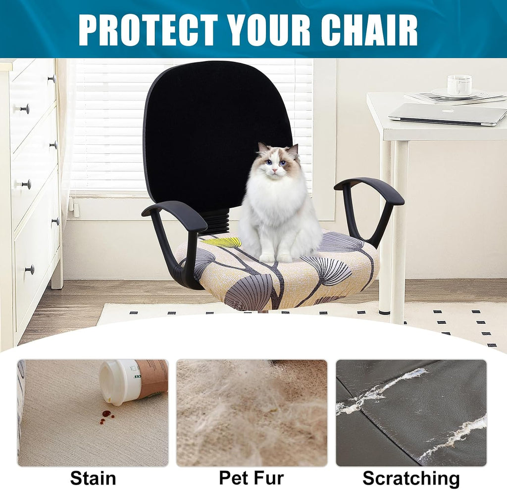 Smiry Stretch Printed Office Computer Desk Chair Seat Covers - Image 8