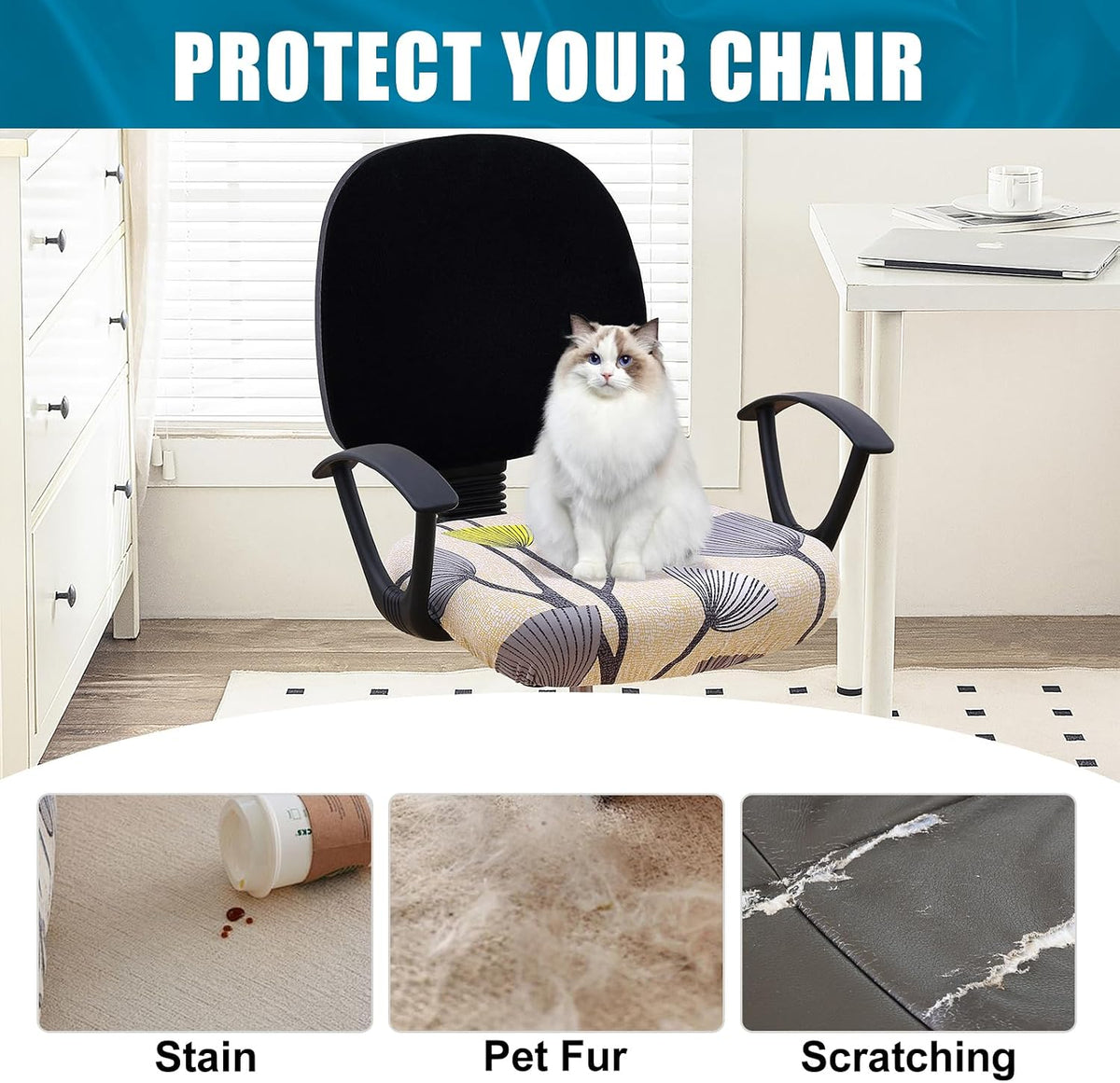 Smiry Stretch Printed Office Computer Desk Chair Seat Covers - Image 8