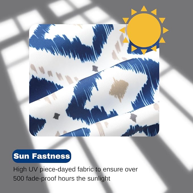 idee-home Outdoor Chair Cushions Set of 2, 19" x 19" D-Shaped | Thick Outdoor Seat Cushions Waterproof Patio Furniture with Ties Dining Pads - Image 7