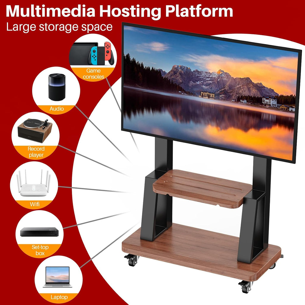 Rolling TV Stand for 32-75 Inch TVs up to 180 lbs, Black - Image 5