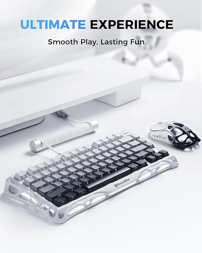 GravaStar Mercury K1 75% Wireless Mechanical Gaming Keyboard RGB Backlit | Gasket Mount, Hot Swappable Linear Switches, Creamy Sound Keyboard, 2.4GHz/USB-C/Bluetooth 5.0, for Win/Mac【Gradient White】 - Image 2