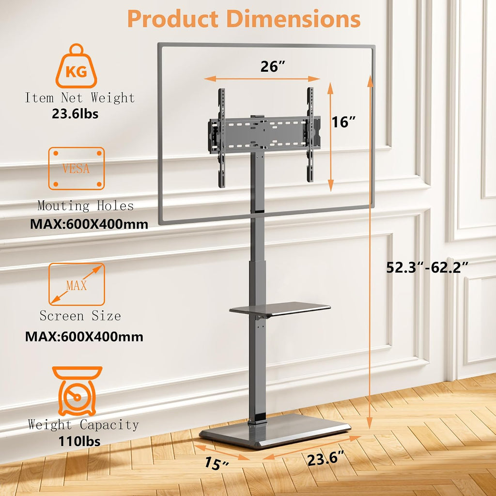 Floor TV Stand with Removable Media Shelf for 32-75 Inch TVs up to 110 lbs - Image 3