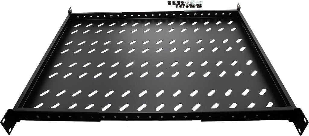 Navepoint 1U 19-Inch Fixed 4-Post Rack Mount Server Shelf with Adjustable Depth from 18-34 Inch Black - Image 2