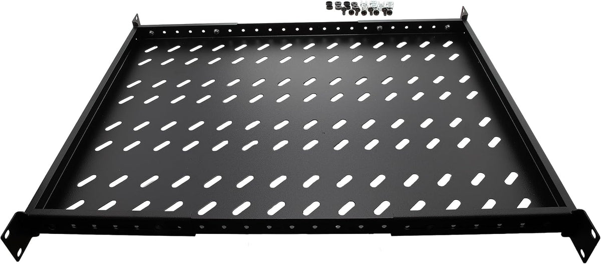 Navepoint 1U 19-Inch Fixed 4-Post Rack Mount Server Shelf with Adjustable Depth from 18-34 Inch Black - Image 2