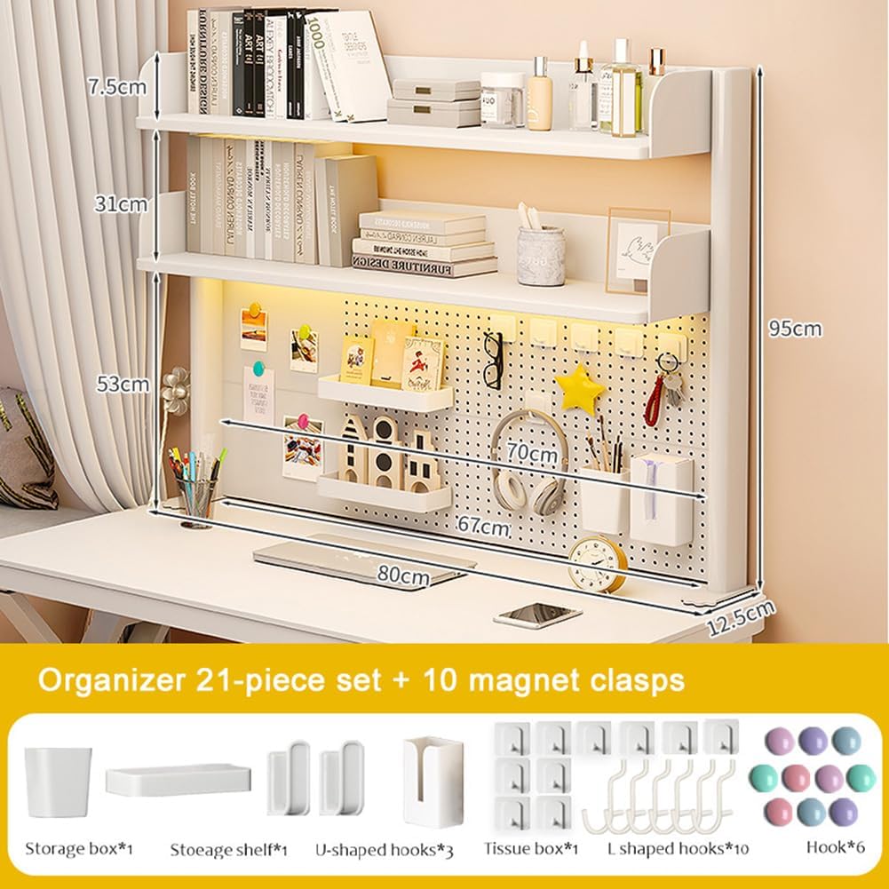 MATISUN No Drill Desk Pegboard, Clamp On Desk Pegboard, Gaming Pegboard with Pegboard Accessories, Hanging Laptop Mount (80cm-31.49in,White) - Image 3
