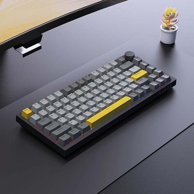 Ajazz AK820 TKL 75% Hot Swappable Mechanical Keyboard with Volume Knob, Gasket Mount Wired Gaming Creamy Keyboard, Pre-lubed Linear Switch, South-Facing RGB, PBT Keycaps - Image 8