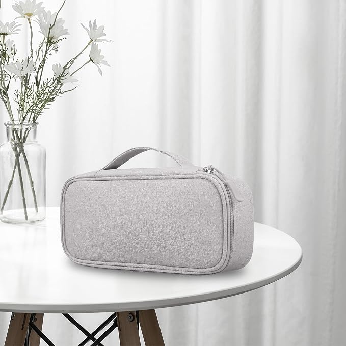 Lacdo Electronic Organizer Travel Cable Organizer Bag Pouch Tech Electronic Accessories Carry Case Portable Double Layers Charger Case for Cable, Cords, Charger, Earphone, Power Bank, Gray - Image 7