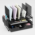 LEKETREE Desk Organizer, Office Organization with Vertical File Holder, File Organizer with Drawer and Pen Holder, Desk Accessories and Workspace Organizers for Home Office (Black) by Stylishworkspaceeffortlessorganization