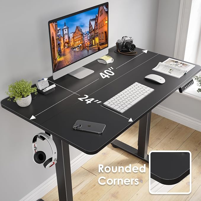 Electric Standing Desk Adjustable Height Sit Stand Home Office Desk with Splice Board - Image 3