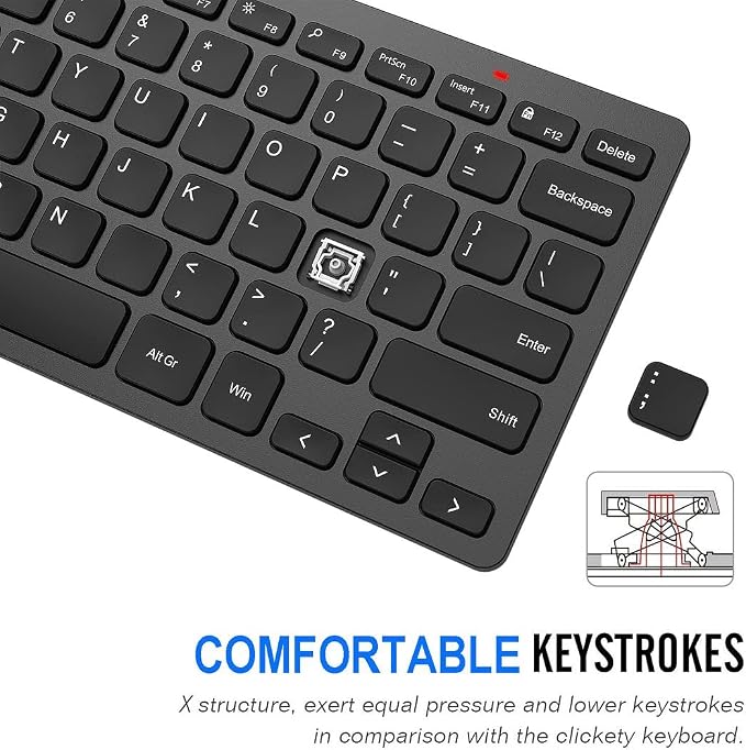 Arteck 2.4G Wireless Keyboard Ultra Slim and Compact Keyboard with Media Hotkeys for Computer Desktop PC Laptop Surface Smart TV and Windows 11/10/8/7, Black - Image 3
