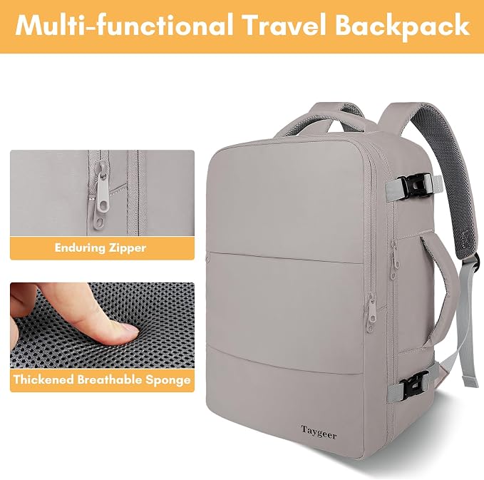 Taygeer Laptop Backpack Purse for Women, Backpack for College Essentials | Travel Mochila with 17.3inch Laptop Compartment, Airline Approved CarryOn Work Bag for Nursing Doctor Business Travel, Brown - Image 8