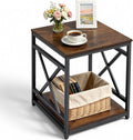 VEVOR End Table 18" Square, 2-Tier Side Table with Open Storage Shelves, Industrial Nightstand Bedside Table with Metal Frame & Wood Top, Small Sofa Table for Living Room, Bedroom, Office, Dorm by VEVOR