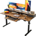 Agilestic 63 Inch Standing Desk with Drawers & Keyboard Tray, Rustic Brown | Electric Height Adjustable, 2 Storage Drawer, Monitor Stand, Sturdy Steel Frame, Memory Presets, Hooks, 154 lbs, Splice Board by Agilestic