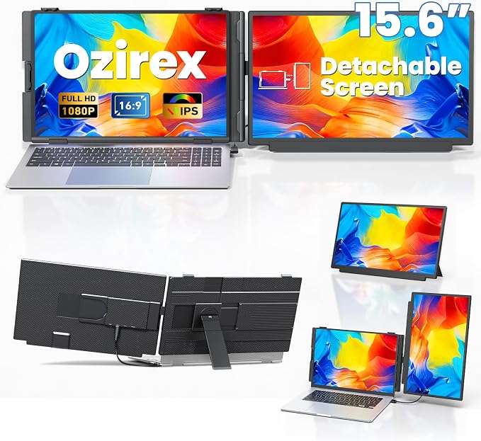15.6" Detachable Laptop Screen Extender, Ultra-Light Portable Monitor | FHD 1080P Display, Dual Monitor for 14"-17.3" Laptops, One Cable Plug & Play, Compatible with Windows, Mac, ChromeOS, PS5 by Unknown