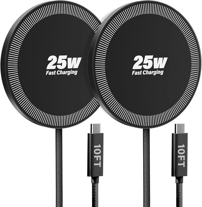 25W Wireless Charger for MagSafe, Magnetic Fast Charging Pad for iPhone 17/16/15/14/13/12 Series & AirPods, Strong Magnet, Portable Wireless Charger for Travel Home Office (Black, 10FT) by WAYLITEWirelessCharger