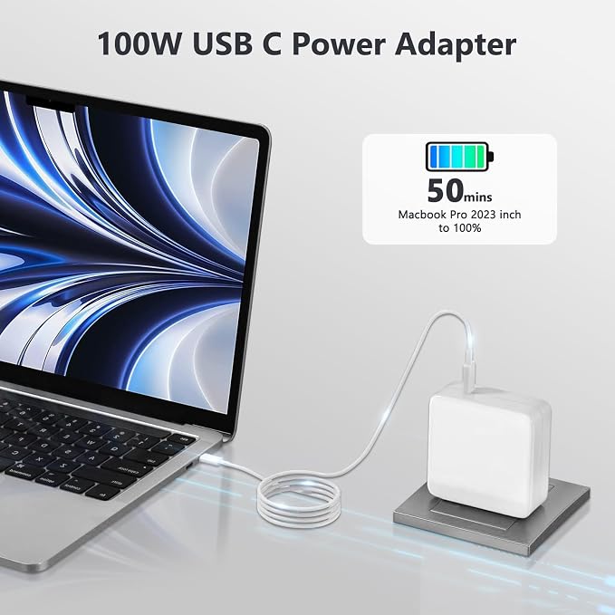 JEIBAO Mac Book Pro/Air Charger - 100W USB C Fast Charger Compatible with MacBook Pro/Air, M1 M2 M3 M4 M5, ipad Pro and All USB-C Laptops and Phones, 6.6ft Charger Cable - Image 5