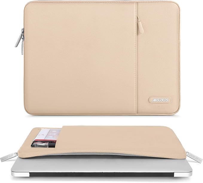 MOSISO Laptop Case 13 inch, Laptop Sleeve Bag with Pocket | Compatible with MacBook Neo A3404 2026/Air/Pro 13 M5/M4/M3/M2/M1 2026-2016, Polyester Vertical Computer Bag, Apricot - Image 3
