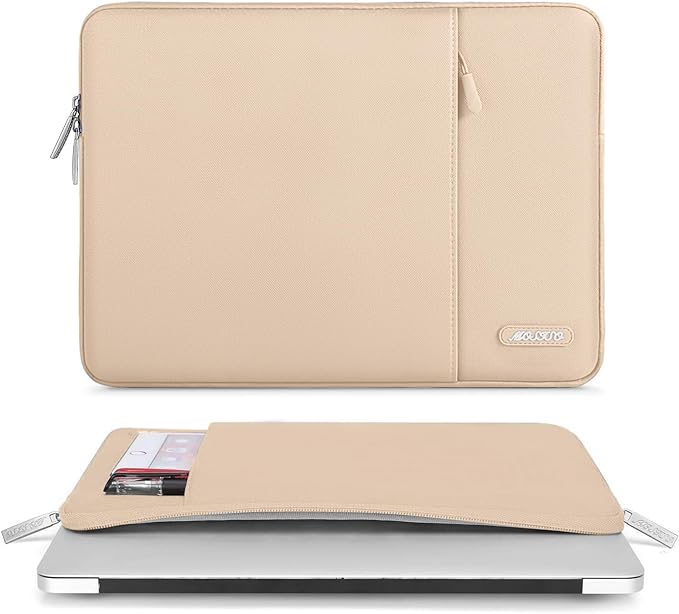 MOSISO Laptop Case 16 inch, 15-15.6 inch Laptop Sleeve Bag with Pocket | Compatible with MacBook Pro 16 M5 M4 M3 M2 M1, HP Acer Dell Lenovo ASUS, Polyester Vertical Computer Bag, Apricot - Image 3