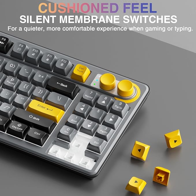 SOLAKAKA SK90 75% Wireless Gaming Keyboard - 4000mAh Tri-Mode (BT5.0/2.4G/USB-C) Cute Creamy Gaming Keyboard with Number Pad, Media Knob, RGB Backlit, Quiet Keys Silent Office Keyboards for PC MAC - Image 6