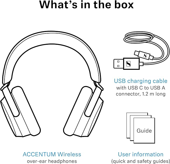Sennheiser ACCENTUM Wireless Bluetooth Headphones, 50hr Battery, ANC, White - Image 9