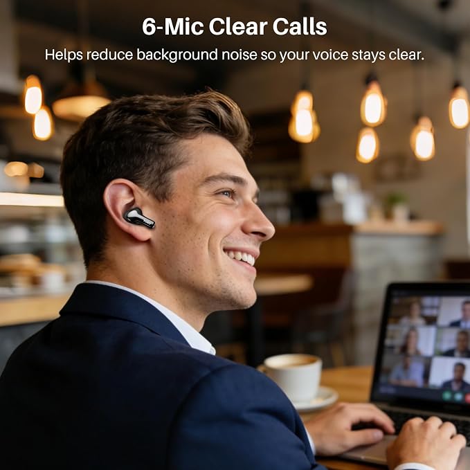 TOZO Hybrid Active Noise Cancelling in Ear Wireless Earbuds, 68H Playtime | 6 Mics AI Clear Calls, LED Display, 32 Preset EQs App, Bluetooth 5.3 Headphones, IPX8 Waterproof, Comfort Fit Ear Buds Black - Image 5