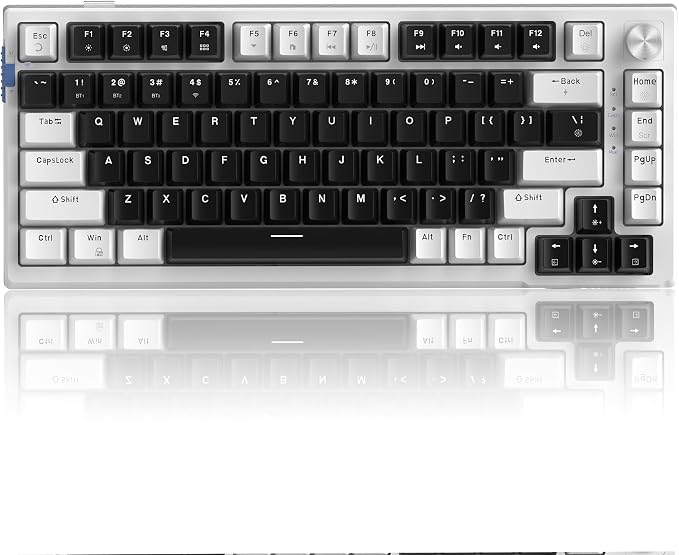 MageGee SKY81 75% Wireless Gasket Mechanical Gaming Keyboard, Hot Swappable RGB Custom Creamy Keyboard w/ 5-Layer Padding, BT/2.4G/USB-C, Knob Control, NKRO for Win/Mac (Mecha, Blue Whale Switch) - Image 8