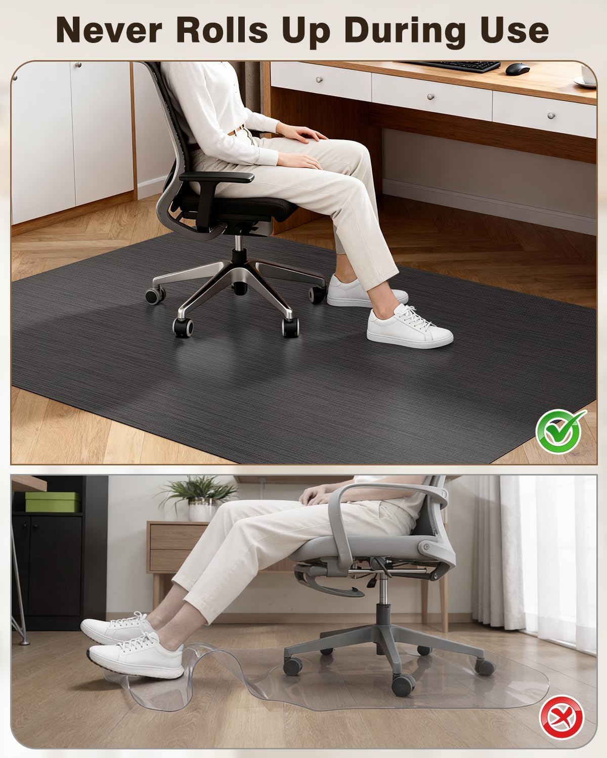 Ultra Large Office Chair Mat for Hardwood Floor, Rolling Chair Mat for Hard Wood, Large Anti-Slip Hard Floor Protector, Heavy Duty Computer Desk Rug for Office and Home 35.4"*47.2" Black - Image 4