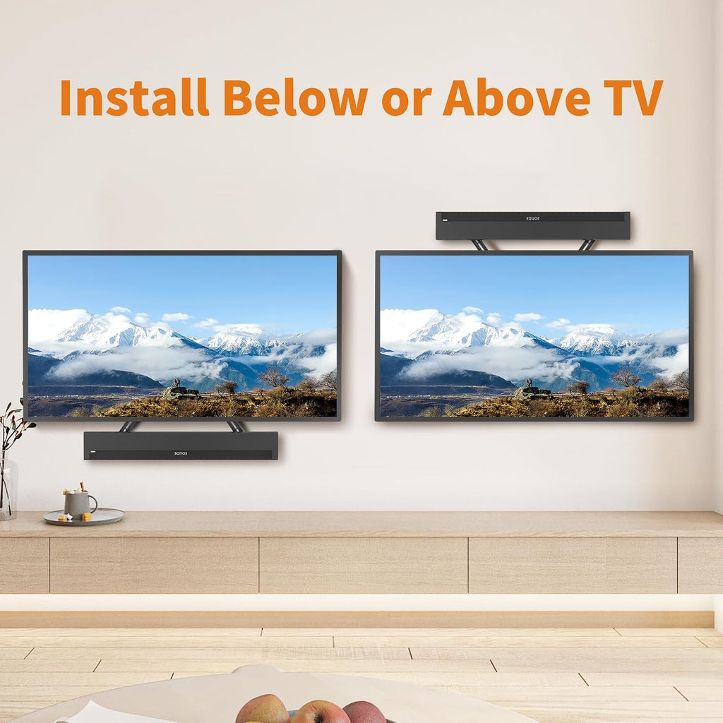Universal Sound Bar Mounts Fits Most 23 to 65 Inch TVs Soundbar TV Mount Bracket Above or Under TV, up to 22 lbs SBR302 - Image 6