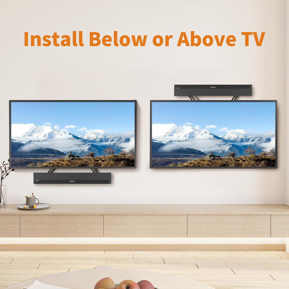 Universal Sound Bar Mounts Fits Most 23 to 65 Inch TVs Soundbar TV Mount Bracket Above or Under TV, up to 22 lbs SBR302 - Image 6