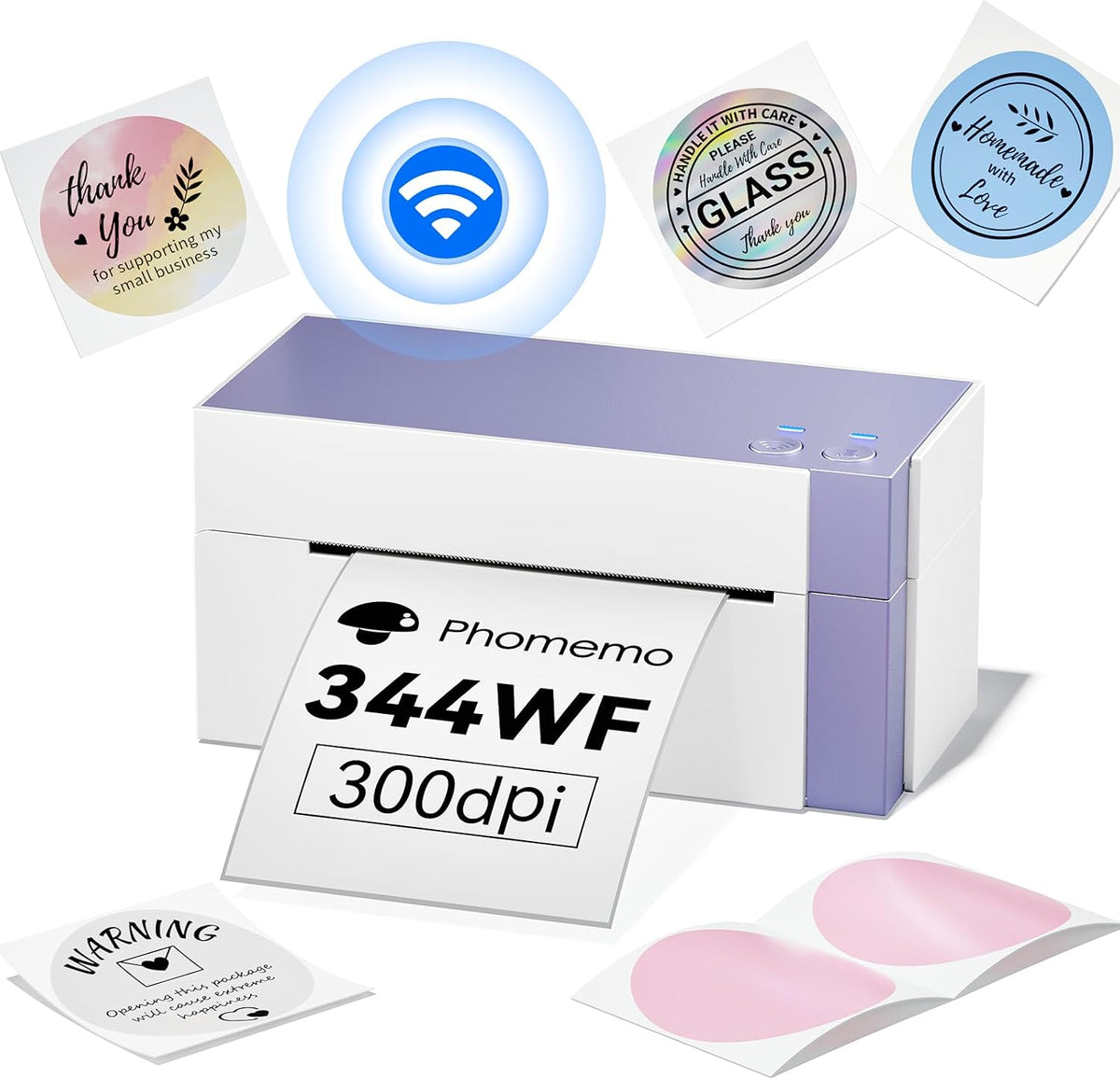 Phomemo 344WF Shipping Label Printer, [Upgraded] WiFi 300DPI Thermal Labels Printer for Shipping Packages, 4x6 Label Printers Compatible with iOS, Android and PC Etsy Ebay USPS, IF Design Award 2024 by Phomemo