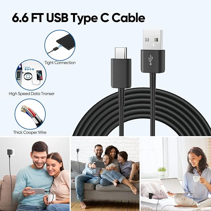 Android Phone Charger, Samsung Charger Fast Charging Cord with 6.6ft Type C Cable for Samsung Galaxy S26/S25/S24/S24Ultra/S23/S23 Ultra/S22/S21/S20/S20+/S10/S10+/S10e/S9/S9+/S8/Note 8/9/10/20 - Image 5