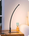 EDISHINE Curved LED Table Lamp, Modern Bedside Lamps for Bedroom, Black | 3 Color Temperature & Stepless Dimming, Aluminum & Iron, Silicone Lampshade, Ideal for Living Room, Office by EDISHINE