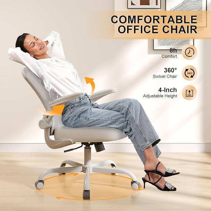 Office Chair|Ergonomic Desk Chairs 330LBS Capacity | Flip-up Armrests,Mesh Computer Chair,High Back,Comfy Work,Adjustable Lumbar Support - Image 4