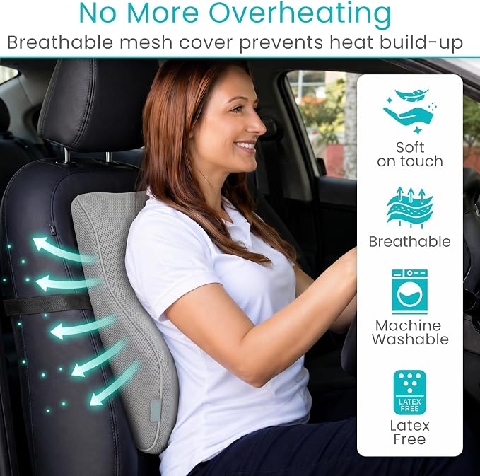 Vive Full Lumbar Pillow - Memory Foam Contour Support Cushion for Lower Back Pain | Back Pain - Image 6