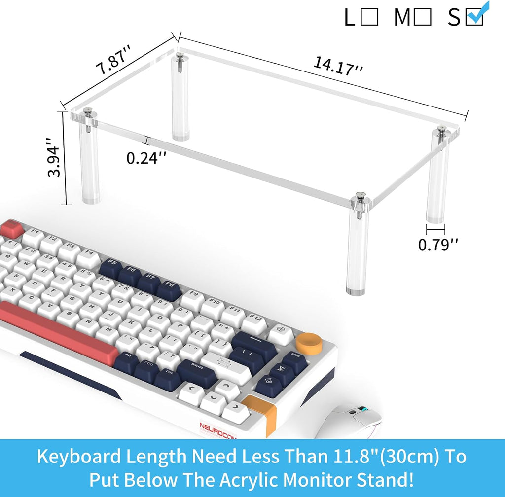 Acrylic Monitor Stand Riser 14X7.8 Clear Computer Stand Riser - Image 2