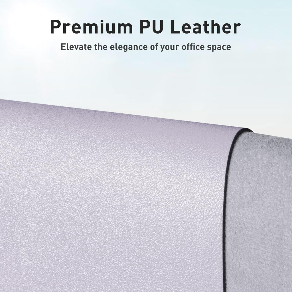 Aothia Faux Leather Desk Mat - Non-Slip PU Leather Desk Blotter, Waterproof Writing Surface, Large Desk Pad for Office & Home (Soft Lavender, 55" x 24") - Image 2