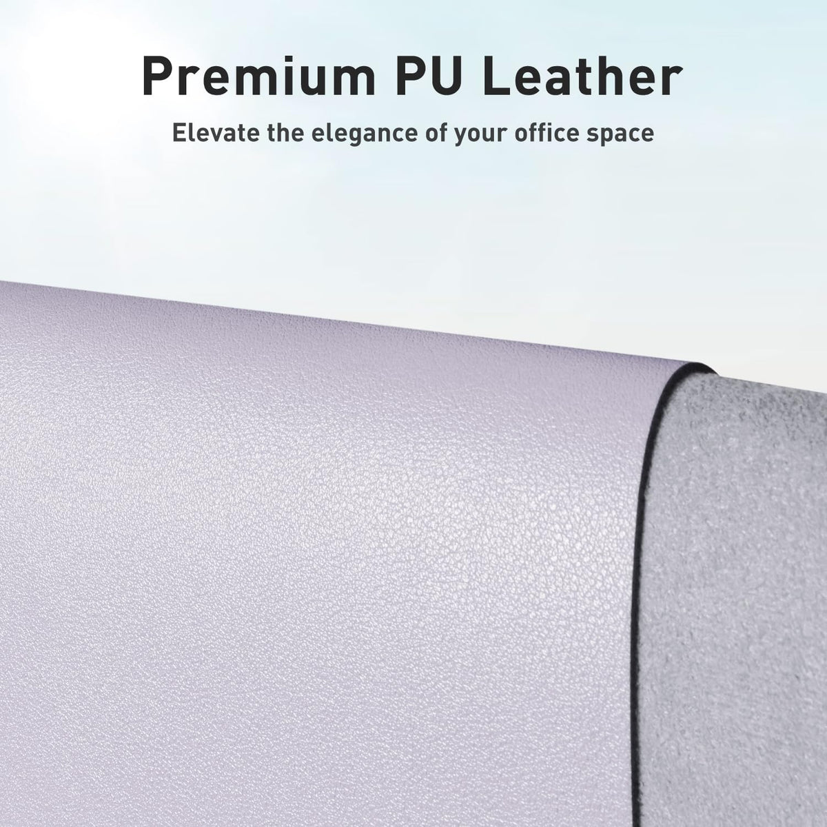 Aothia Faux Leather Desk Mat - Non-Slip PU Leather Desk Blotter, Waterproof Writing Surface, Large Desk Pad for Office & Home (Soft Lavender, 55" x 24") - Image 2