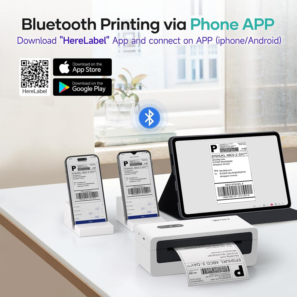 iDPRT Thermal Label Printer, Bluetooth 4x6 Shipping Label Printer, White - Image 2