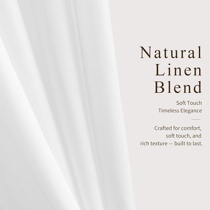 Hokibero White Pinch Pleated Linen Curtains 120 Inch Long for Living Room | Light Filtering Semi Sheer Curtain,Back Tab Hooks Rings,Modern Farmhouse Textured Privacy Drapes for Bedroom Window,2 Panels - Image 5