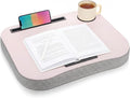 Lewtemi Pink Laptop Lap Desk with Cushion Cup Holder and Stopper Padded and Phone Holder Couch Bed Sofa Fits up to 15.6 Inch Portable Lap Desk for Home Office Study Writing by Lewtemi